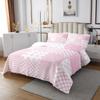 Manfei Pink Plaid Bedspread Queen Size, Paisley Floral Heart Print Quilted Coverlet with 2 Pillowcases, Lattice Patchwork Coverlet Set 3pcs for Kids Girl Room Decor, Soft Polyester Bedding Quilt view 3