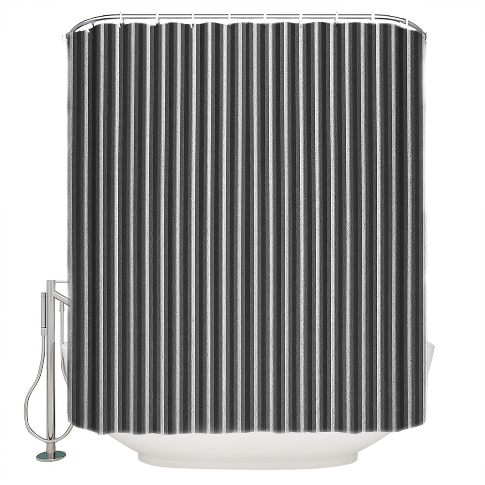Stripes Shower Curtain for Bathroom 72" x 96", Texture Superposition Black Hand Painted Style Shower Curtain with Hooks Polyester Waterproof Home Bathtub Decor