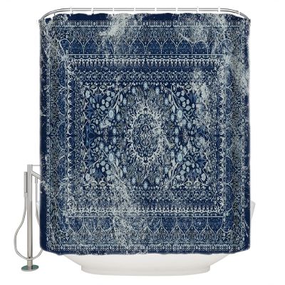 Vintage Shower Curtain for Bathroom 48" x 72", Medieval Turkish Patterns Mural Wallpaper Shower Curtain with Hooks Polyester Waterproof Home Bathtub Decor