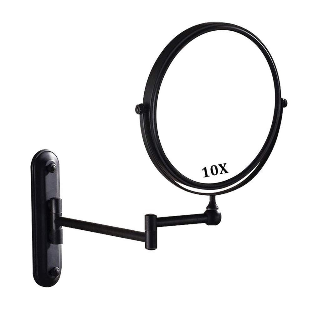 Makeup Mirror Makeup Mirror, Bathroom Mirrors Wall Mounted Black with 10x Magnification, Double- Sided Makeup Mirrors Magnifying for Bathroom, 360 Free Rotation, Extendable for Home, Spa and Hote