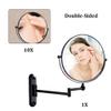 Makeup Mirror Makeup Mirror, Bathroom Mirrors Wall Mounted Black with 10x Magnification, Double- Sided Makeup Mirrors Magnifying for Bathroom, 360 Free Rotation, Extendable for Home, Spa and Hote view 3
