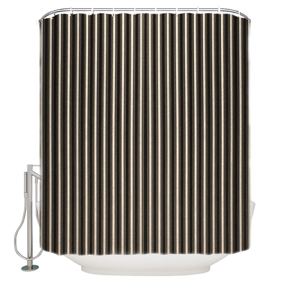 Stripes Shower Curtain for Bathroom 60" x 72", Texture Superposition Brown Hand Painted Style Shower Curtain with Hooks Polyester Waterproof Home Bathtub Decor