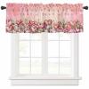Anzona Curtain Valance 60" x 18", Valentines Day Floral Window Valances Rod Pocket Curtains Drapes, Pink Red Ombre Love Heart Short Topper Curtain for Kitchen Cafe Living Room, 1 Panel view 1