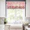 Anzona Curtain Valance 60" x 18", Valentines Day Floral Window Valances Rod Pocket Curtains Drapes, Pink Red Ombre Love Heart Short Topper Curtain for Kitchen Cafe Living Room, 1 Panel view 2