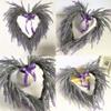Artificial Outdoor Wreath for Front Door,Hanging Artificial lavender Heart shaped Vine Spring Decor,Artificial Table flower Plant Garland,Faux Plants for Wedding Party Christmas Home Decor(#1) view 2