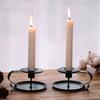 4 Pcs Retro Iron Simple Black Chamberstick Candlestick Holders Taper Candle Holder, Fits Standard Taper and Candlesticks, Candlelight Stand for Halloween Christmas Dining Room Decoration Display view 3