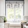 Anzona Curtain Valance 60" x 18", Grey Ombre Botanical Window Valances Rod Pocket Curtains Drapes, Watercolor Gray Pastoral Leaf Rustic Short Topper Curtain for Kitchen Cafe Living Room, 1 Panel view 2