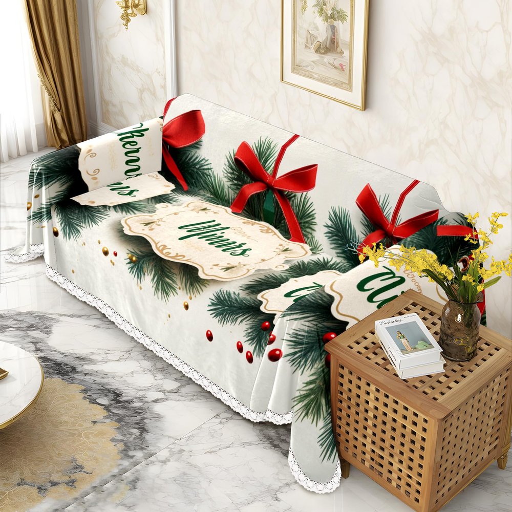 AQUNNEW Sofa Cover Water Resistant Slipcover Furniture Protector Christmas Tree Washable Couch Cover with Non Slip for Kids Dogs Pet
