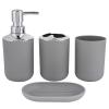 PerGar Bathroom Accessories Set, 4-Piece Plastic Gift Set, Lotion Bottle, Storage Cup, Rinse Cup, Soap Dish (Gray) view 1