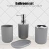 PerGar Bathroom Accessories Set, 4-Piece Plastic Gift Set, Lotion Bottle, Storage Cup, Rinse Cup, Soap Dish (Gray) view 2