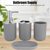 PerGar Bathroom Accessories Set, 4-Piece Plastic Gift Set, Lotion Bottle, Storage Cup, Rinse Cup, Soap Dish (Gray) view 3