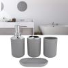 PerGar Bathroom Accessories Set, 4-Piece Plastic Gift Set, Lotion Bottle, Storage Cup, Rinse Cup, Soap Dish (Gray) view 4
