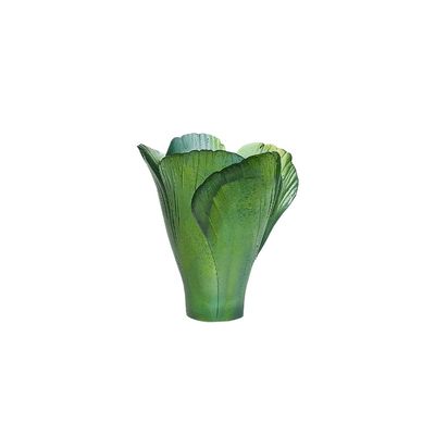 Daum Crystal Mini Ginkgo Vase Green #05157/C