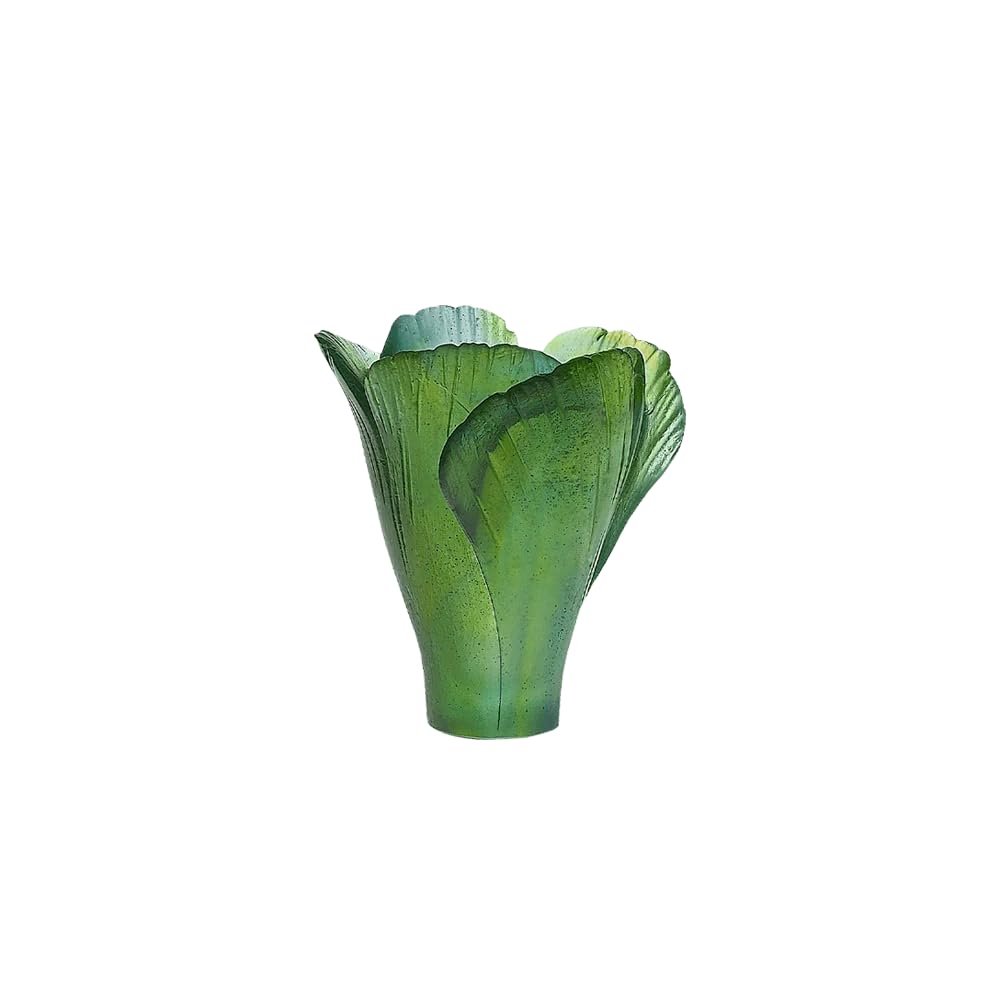 Daum Crystal Mini Ginkgo Vase Green #05157/C