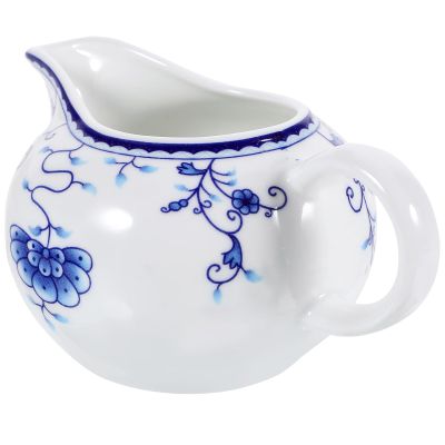 170ml/5.99oz Creamer Pitcher Small Porcelain Ceramic Creamer Pitcher Small Blue and White with Handle for Coffee Sauces Salad Milk