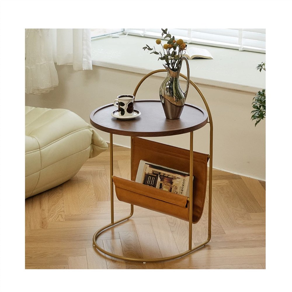 Pimex Side Table Couch Side Tables Round Side Table Home Decoration Retro Small Coffee Table Living Room Office Sofa Side Decor End Table Bedroom Bedside Table Wrought Iron Corner Table Coffee Tables
