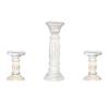 Handmade Mango Wood Eco-Friendly Traditional Antique White Set of Three 6",12" & 6" Pillar Candle Holder view 3