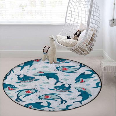 Blue Office Chair Mat Round Carpet Rug Multi-Purpose Anti Slip Wear-Resistant Door Mat for Tile Floor Rolling Chair Mix of Colorful Predators Dangerous Nature Diameter 51 in