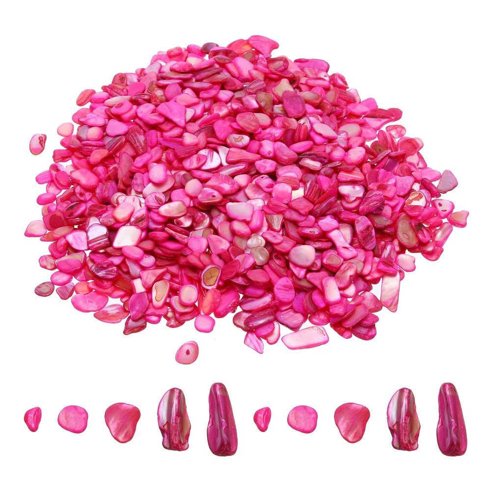 MECCANIXITY 1000g Crushed Shells Irregular Natural Mosaic Sea Shell Fragments for Home Decoration Art Crafts DIY Projects Rose Red