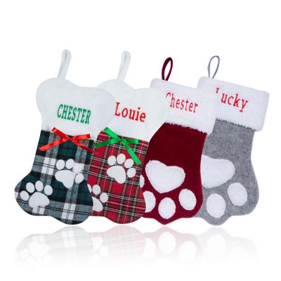 CRSTAFU 5Pcs Personalized Pets Dog Christmas Stockings, Custom Embroidered Name Cat Dog Stockings Christmas, Family Xmas Stocking for Dog