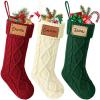 Personalized Christmas Stocking Custom Name Family Christmas Stocking, 18 Large Knitted Xmas Stocking for Kids,Family Fireplace Christmas Holiday Party Decoration (8, Style C) view 1