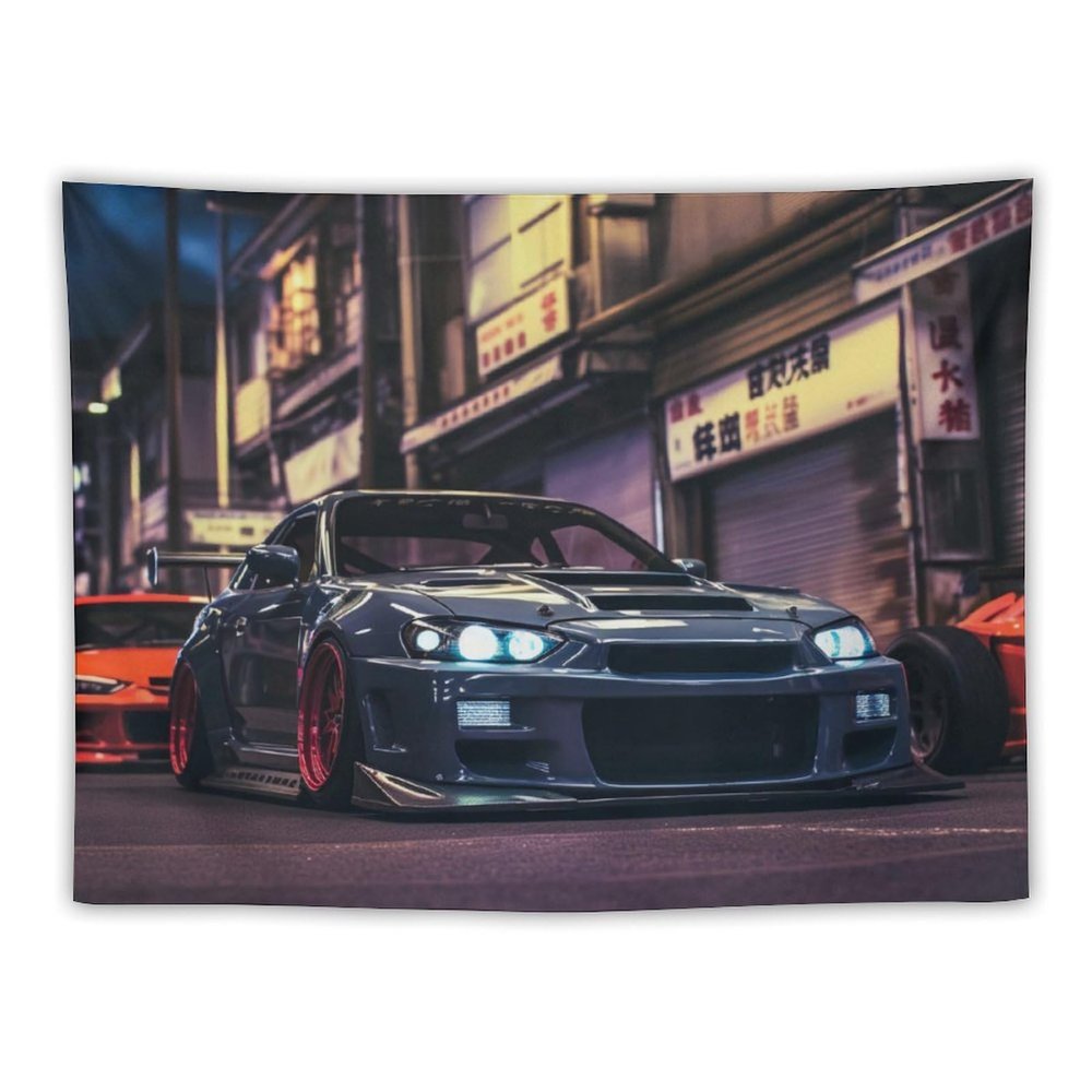 ANMOGID Jdm Car R32 Tapestry Japanese Street Wall Hanging Aesthetic Decoration For Bedroom Living Room Wall Art Tapestries 39"x29"