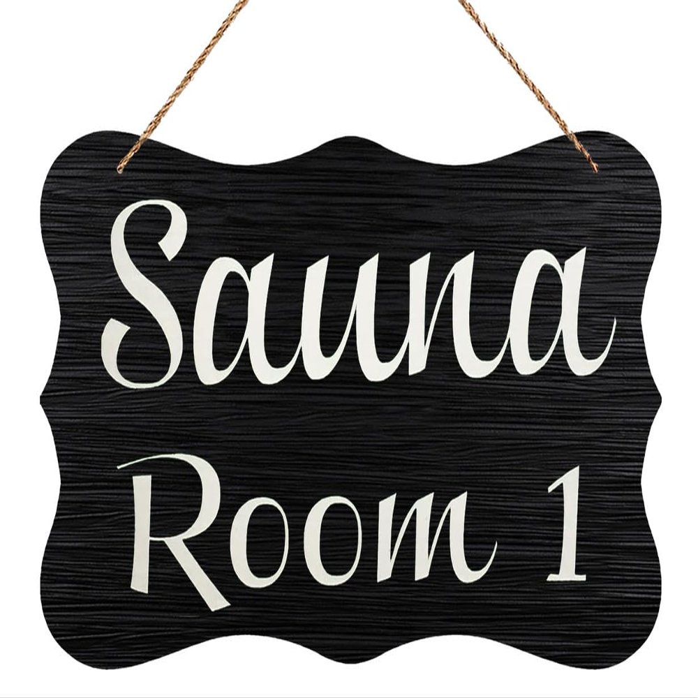 Wooden Decor Signs Sauna Room Number Wood Spa Business Door Sign Home Decorative Printed Wood Wall Art Sign Yard Garden Porch Decor Sign Farmhouse Front Door Wooden Hanging Sign 12X6 Inch