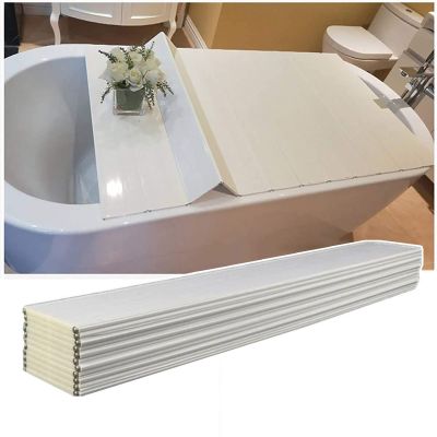 Bathtub Tray Bathtub Tray Dust-Proof Bathtub Cover, Folding White PVC Plastic Insulation Cover, 0.6cm Thickness Waterproof Shutter Bath Lid, 22 Size Multifunctional (Color : White, Size : 75x135x0.6