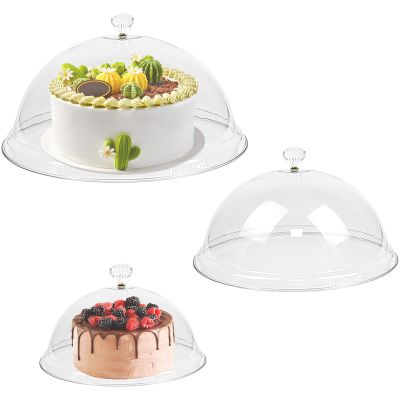 3 Pieces Clear Cake Dome Cover 8" 10" 12" Acrylic Cake Stand Cover Round Cake Cloche Dome Food Plastic Cake Cover for Food Freshness Dessert Plate Box Tray Display (0.1)