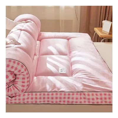 OBONG Natural Soybean Fibre Overfilled Mattress Topper California King Cotton Fabric Extra Thick Mattress Pad Foldable Futon Mattresses for Twin Queen King (Color : B, Size : Queen-150 * 200cm)