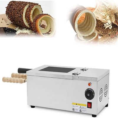 RESKIU Commercial Electric Chimney Cake Oven with 2 Stainless Steel Bars,Ice Cream Cone Grill Maker, Chimney Cake Making Machine Oven Machine