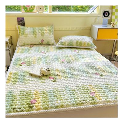 OBONG Twin Full Highly Breathable Milk Velvet Mattress Topper 4 Anchor Elastic Bands Queen King Size Futon Mattress Coral Fleece Winter Folding Sleeping Pad (Color : T, Size : Twin-90 * 200cm)