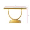 Henf 47" Marble Console Table Modern White Faux Marble Entryway Table with Gold U-Shaped Pedestal Base Luxury Accent Sofa Table w/Mirrored Stainless Steel Frame for Living Room Hallway Corridor view 2