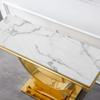 Henf 47" Marble Console Table Modern White Faux Marble Entryway Table with Gold U-Shaped Pedestal Base Luxury Accent Sofa Table w/Mirrored Stainless Steel Frame for Living Room Hallway Corridor view 4