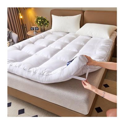OBONG Mattress Topper Queen King Thick Down Alternative Plush Futon Mattress Hotel Quality Soft Feather Mattresses Pad (Color : White-10cm, Size : Twin-90 * 200cm)