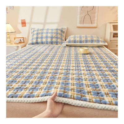 OBONG Twin Full Highly Breathable Milk Velvet Mattress Topper 4 Anchor Elastic Bands Queen King Size Futon Mattress Coral Fleece Winter Folding Sleeping Pad (Color : S, Size : Twin-90 * 200cm)