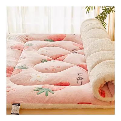 Sherpa Queen King Mattress Topper California King Soft Sherpa Fleece Futon Mattresses Fluffy Down Alternative Fill Foldable Bedding Quilted Mattress Pad ( Color : A , Size : California King-200*220cm