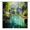 GIXKOXE Waterfall Forest Shower Curtain Green Jungle Garden Teal Lake Spring Summer Natural Scenery Bathroom Decor Curtains Polyester with Hooks view 1