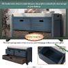 DESIGNER97 Storage Bench Removable Basket 2 Drawers Fully Assembled Acacia Wood Shoe Bench Standing Shoe Rack Removable Cushion for Living Room, Entrance Hallway, No Assembly Required Navy view 4