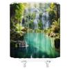 GIXKOXE Waterfall Forest Shower Curtain Green Jungle Garden Teal Lake Spring Summer Natural Scenery Bathroom Decor Curtains Polyester with Hooks view 3