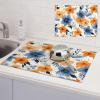 Blue and orange flowers Dish Drying Mat Large 18"x 24" Dishes Drainer Mats for Kitchen Counter Super Absorbent Quick Drying Coffee Mat Dish Rack Pad,Rack Tableware Mat view 1