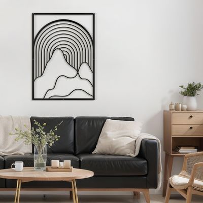 SIGNLEADER Metal Wall Art Decor Geometric Mid-Century Stripe Landscape Modern Abstract Wall Sculpture Hangings Home Decoration for Living Room, Bedroom, Bathroom, Kitchen, Outdoor - 30" Black