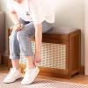 KAMPCO Entryway Shoe Storage Bench Wood, Shoe Rack Organizer with Linen Padded Seat, Shoe Changing Stool for Hallway, Mudroom, Closet and Garage view 4