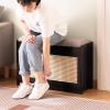 KAMPCO Shoe Rack Bench Entryway, Wood Shoe Storage Stool with Linen Cushion Seat, 2-Tier Shoe Organizer for Living Room, Bedroom, Bathroom view 4