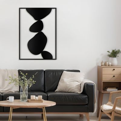 SIGNLEADER Metal Wall Art Decor Abstract Shapes Illustrations Minimalist Modern Abstract Wall Sculpture Hangings Home Decoration for Living Room, Bedroom, Bathroom, Kitchen, Outdoor - 18" Black