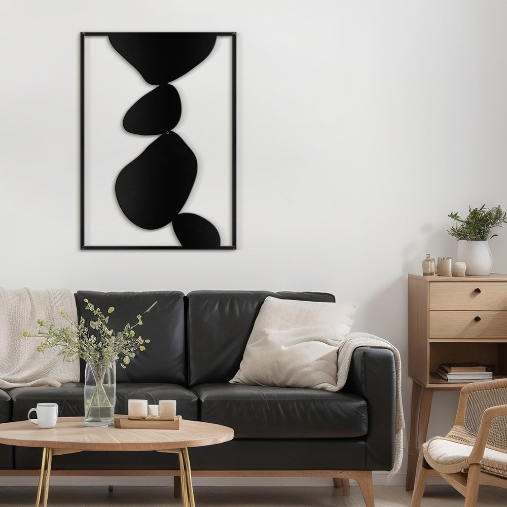 SIGNLEADER Metal Wall Art Decor Abstract Shapes Illustrations Minimalist Modern Abstract Wall Sculpture Hangings Home Decoration for Living Room, Bedroom, Bathroom, Kitchen, Outdoor - 18" Black
