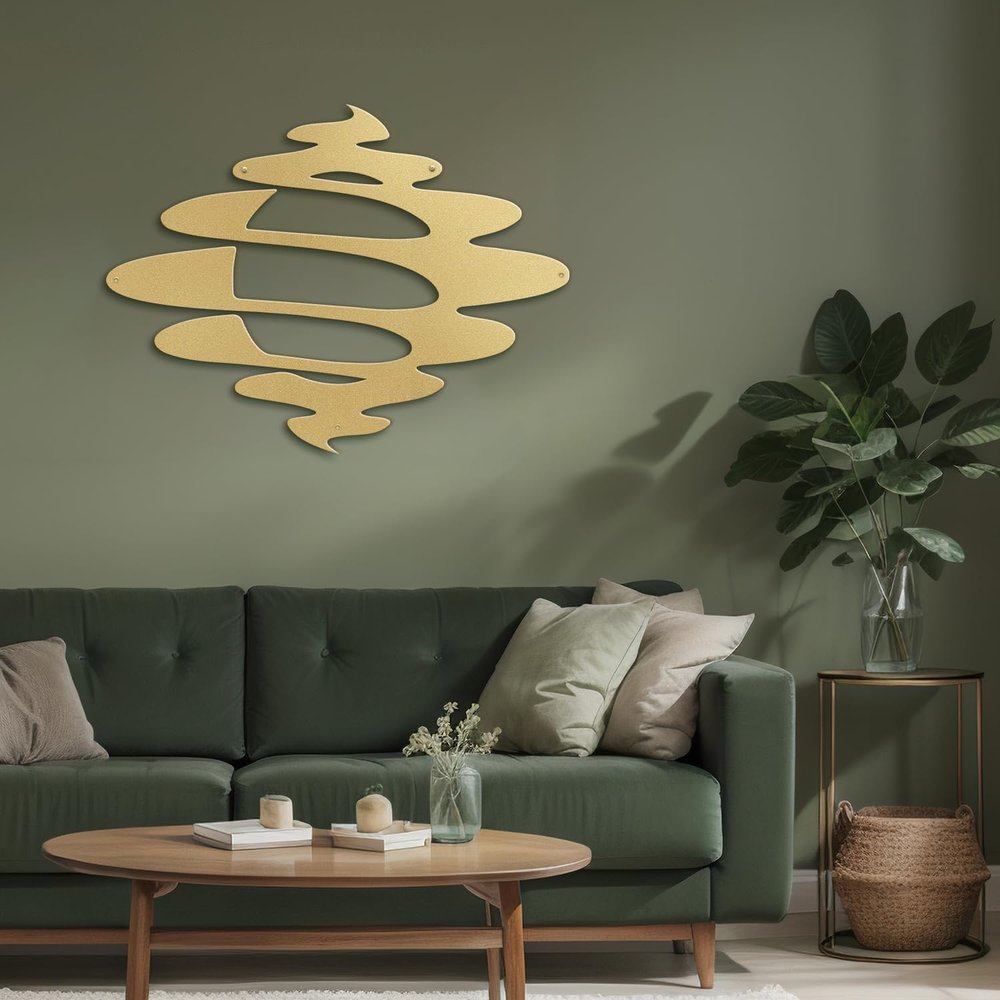 SIGNLEADER Metal Wall Art Decor Abstract Shapes Geometric Illustrations Modern Abstract Wall Sculpture Hangings Home Decoration for Living Room, Bedroom, Bathroom, Kitchen, Outdoor - 30" Gold