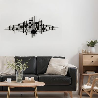 SIGNLEADER Metal Wall Art Decor Black Circle Abstract Shapes Minimalist Modern Abstract Wall Sculpture Hangings Home Decoration for Living Room, Bedroom, Bathroom, Kitchen, Outdoor - 36" Black
