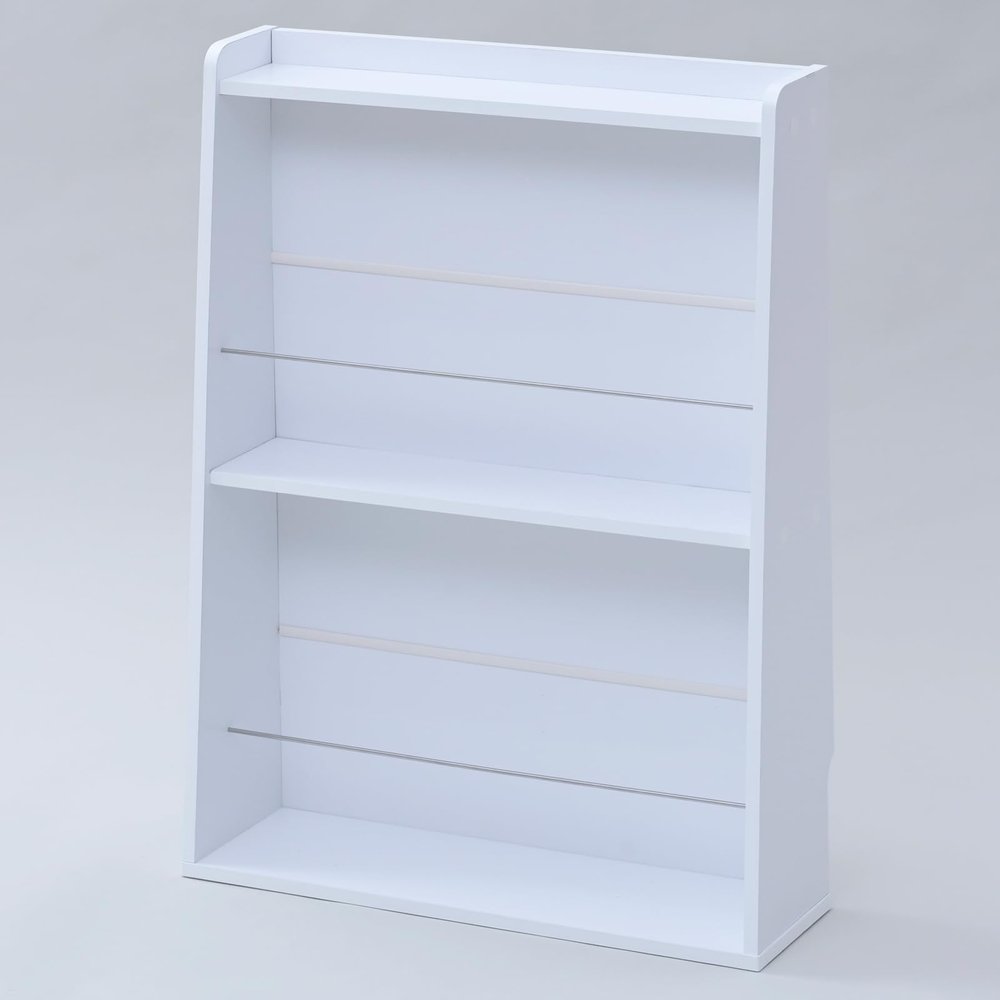 Yamazen CDM-7050(WH) Rack, Magazine Rack, Display Rack, Bookshelf, Slim, Width 20.3 x Depth 6.3 x Height 28.3 inches (51.5 x 16 x 72 cm), Top Sheet Spill Stop, Perfect for Walls, Assembly, White