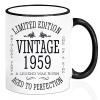 1959 66th Birthday Gifts for Women and Men Ceramic Unique Ceramic Coffee Mugs for Men and Women - Christmas Gifts for Him, Her, Husband, Wife, Mom, Dad, Family Friends, Coworker - White 11 Oz Tea Cups view 1
